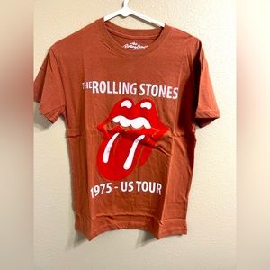 The Rolling Stones T-Shirt 1975 USA Tour Brown Small Cotton 70s Band